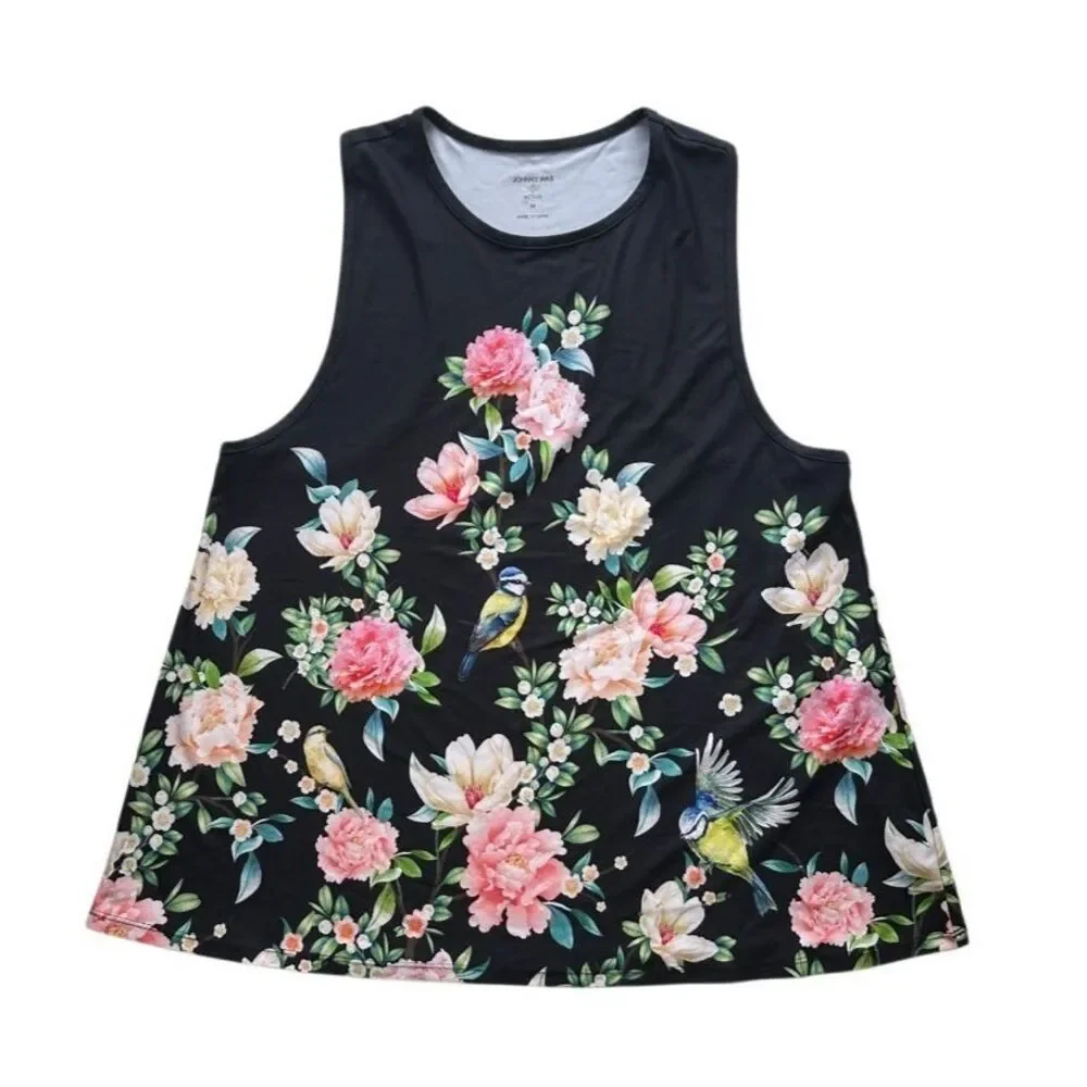 Johnny Was Bee Active Work Out Floral Sleeveless Tank Top Gold Bee Size M - Picture 10 of 10